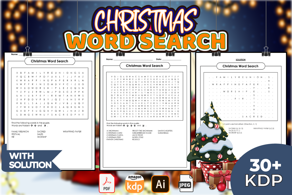 Christmas Word Search Kdp Interiors Graphic by ElimesherStudio ...