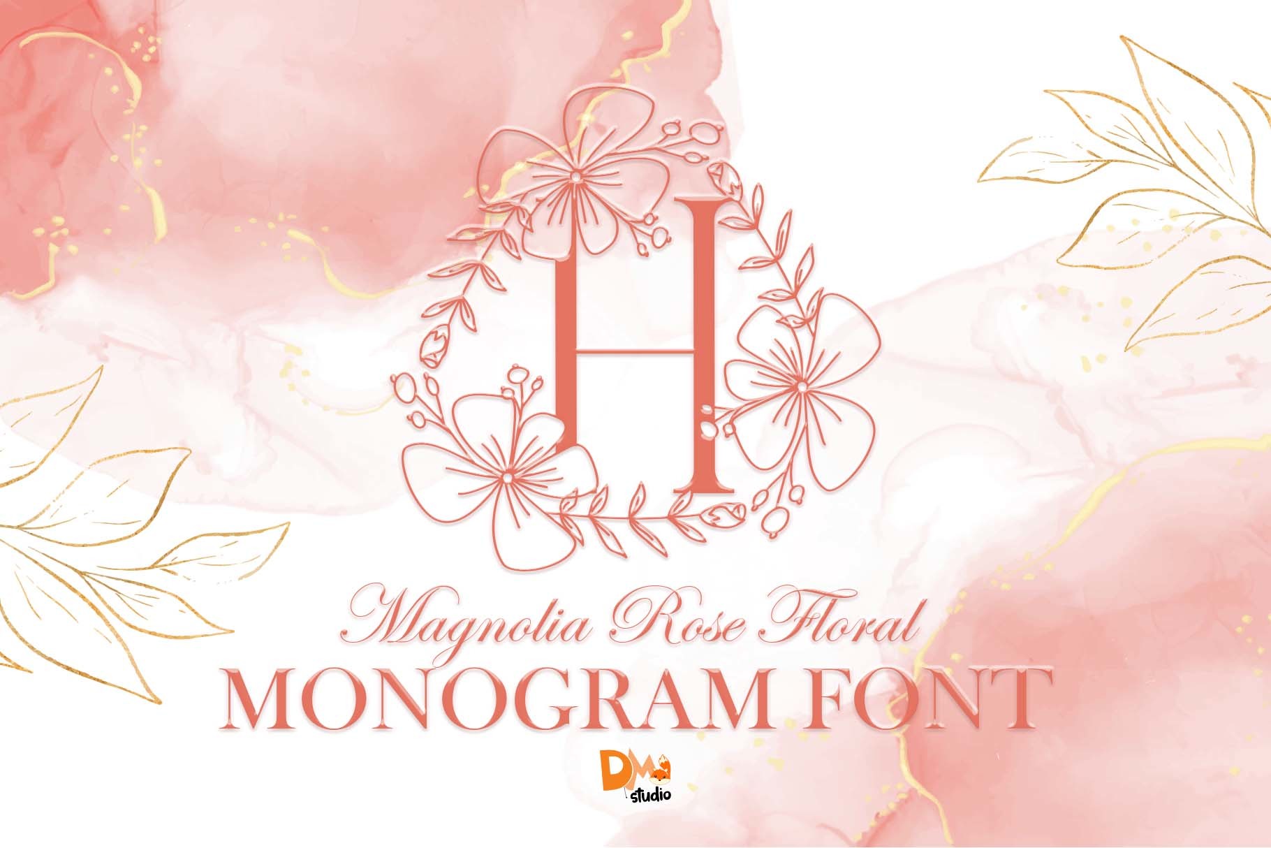 Magnolia Rose Floral Monogram font preview in a floral monogram style