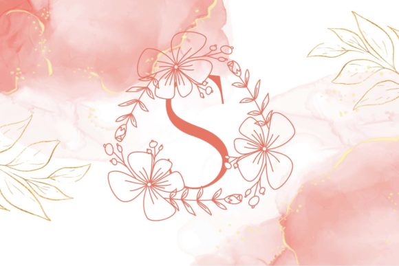 Magnolia Rose Floral Monogram Font PNG with transparent background - Preview 1