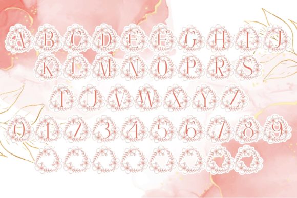 Magnolia Rose Floral Monogram Font PNG with transparent background - Preview 3
