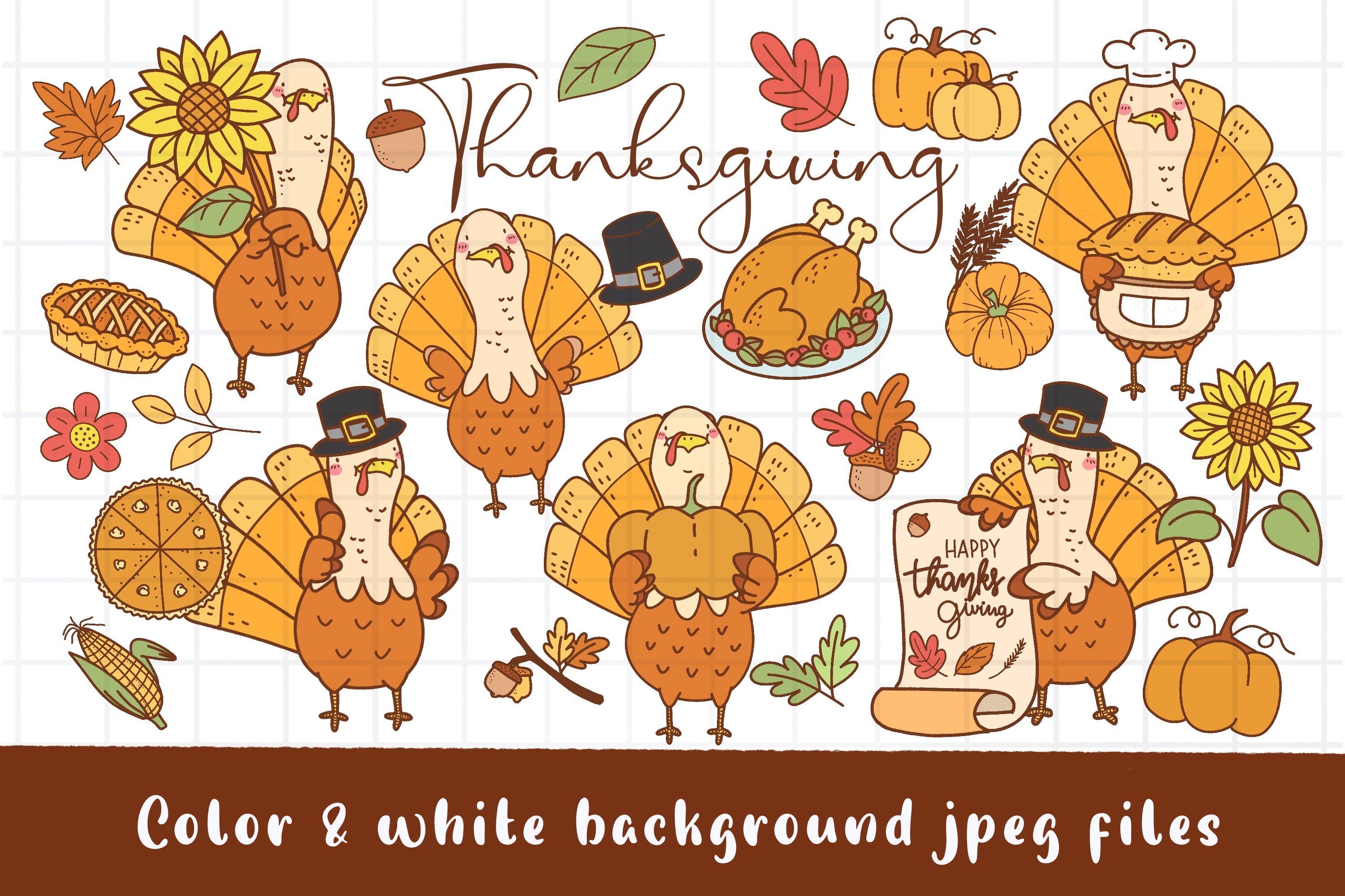 Colored Turkey Thanksgiving Clipart Graphic by auntiesduck · Creative ...