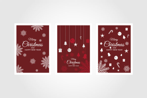 Set of Three Card Merry Christmas Design