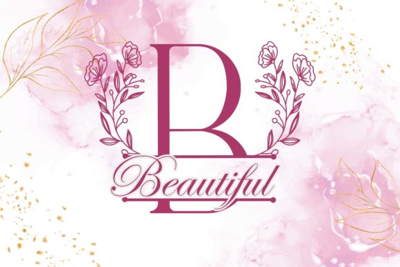 Beauty Blossom Line Monogram Font PNG with transparent background - Preview 1