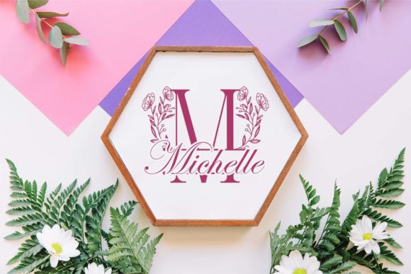 Beauty Blossom Line Monogram Font PNG with transparent background - Preview 2