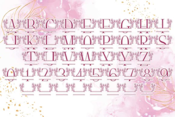 Beauty Blossom Line Monogram Font PNG with transparent background - Preview 3