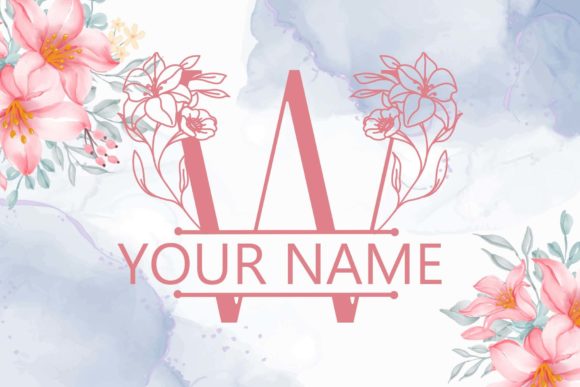 Gorgeous Floral Line Monogram Font PNG with transparent background - Preview 1