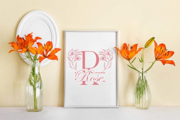 Gorgeous Floral Line Monogram Font PNG with transparent background - Preview 2
