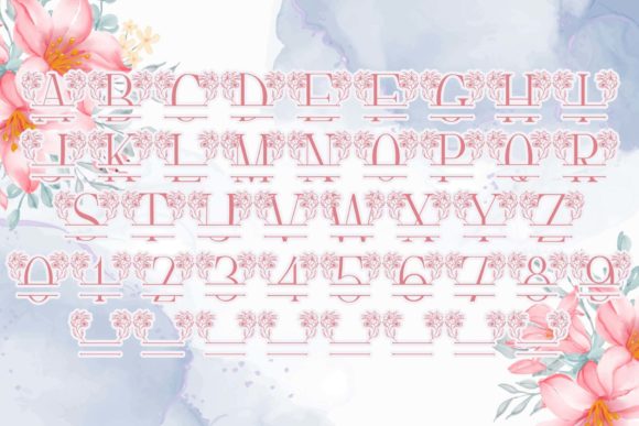 Gorgeous Floral Line Monogram Font PNG with transparent background - Preview 3
