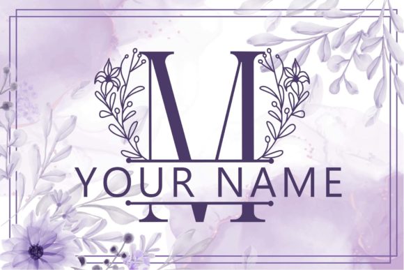 Lily Floral Line Monogram Font PNG with transparent background - Preview 1