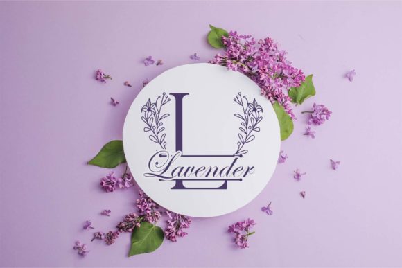 Lily Floral Line Monogram Font PNG with transparent background - Preview 2