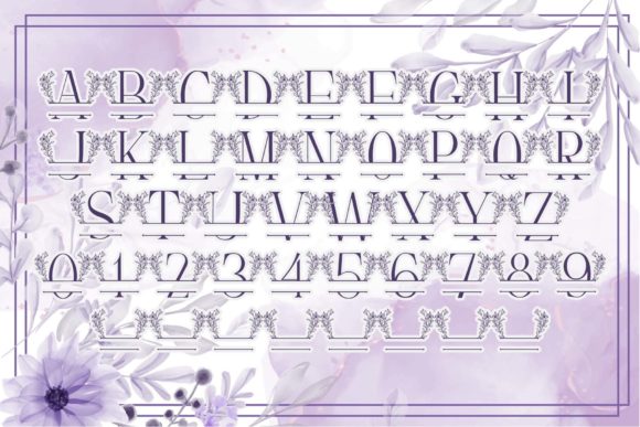 Lily Floral Line Monogram Font PNG with transparent background - Preview 3