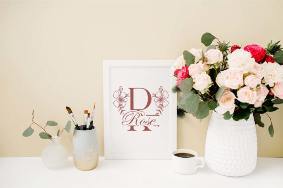 Magnolia Floral Line Monogram Font PNG with transparent background - Preview 2