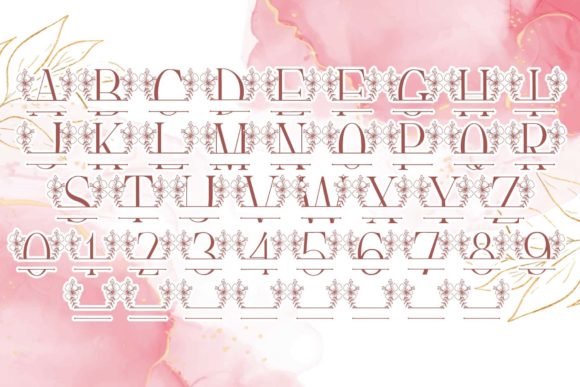 Magnolia Floral Line Monogram Font PNG with transparent background - Preview 3
