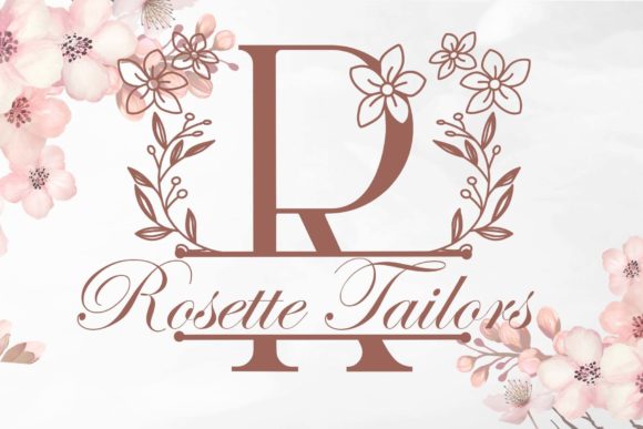 Pink Floral Line Monogram Font PNG with transparent background - Preview 1