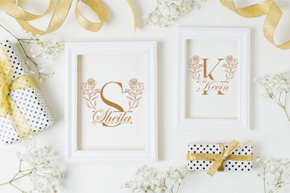 Rose Blossom Line Monogram Font font preview - 2