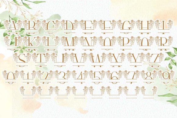 Rose Blossom Line Monogram Font font preview - 3