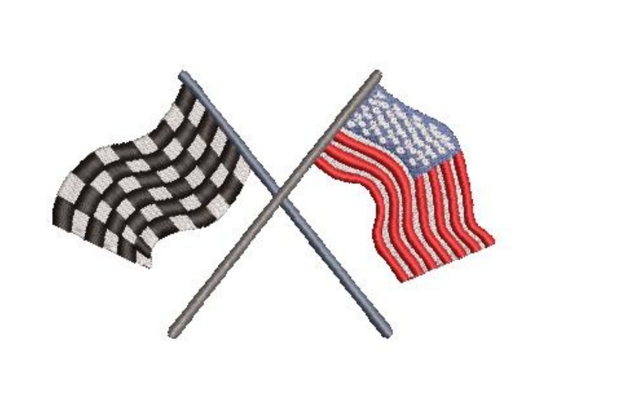 USA and Racing Flags Crossing