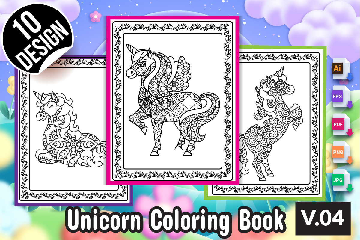 Unicorn Coloring Book - KDP Interior 04 Graphic by Creative king ...