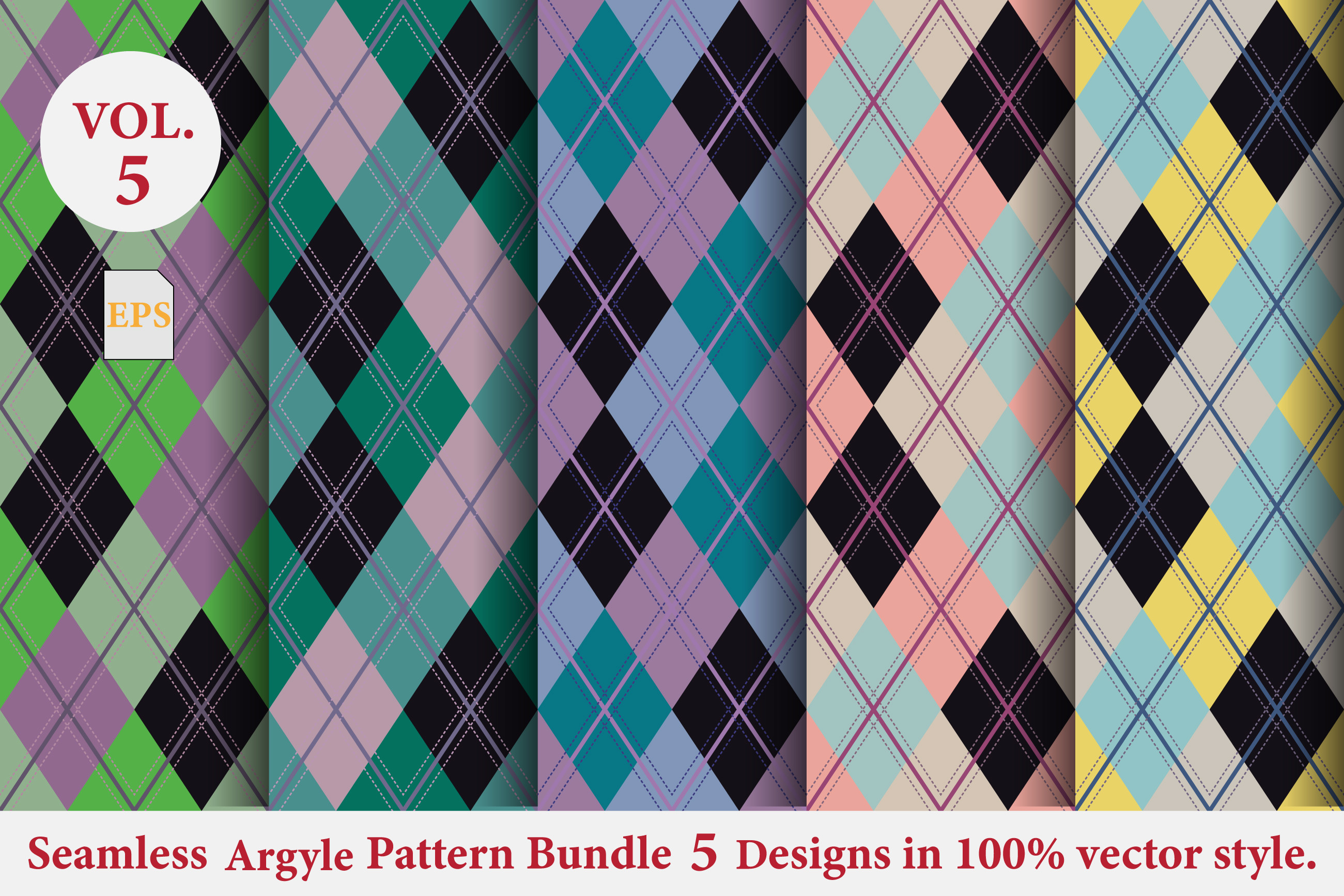 Argyle Pattern Bundle 5 Designs Vol.5 Graphic by Digital Art Shop 61 ...