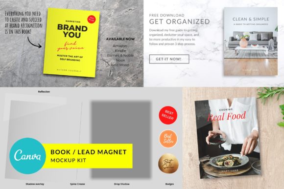 Canva book and lead magnet mockup kit for ebook presentation graphics