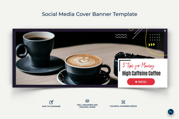 Preview of Coffee Facebook Cover Banner Template coffee shop social media template