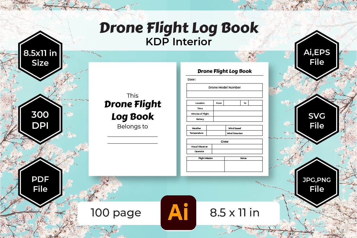 Drone Flight Log Book KDP Interior Graphic by srempire · Creative Fabrica