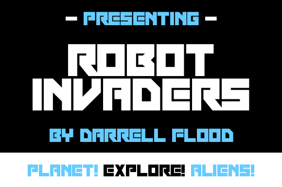 Robot Invaders Font PNG with transparent background - Preview 1
