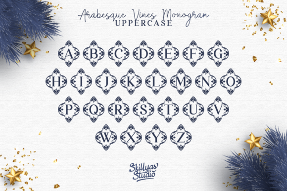 Arabesque Vines Monogram Font - Preview 4