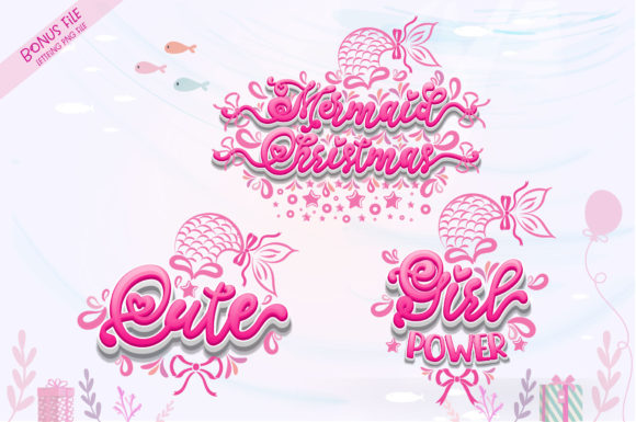 Mermaid Christmas Font PNG with transparent background - Preview 5