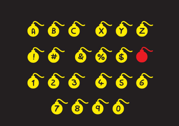 Play Bomb Font PNG with transparent background - Preview 1