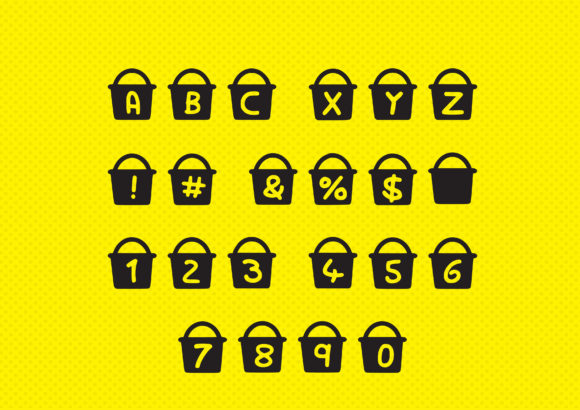 Play Bucket Font PNG with transparent background - Preview 1