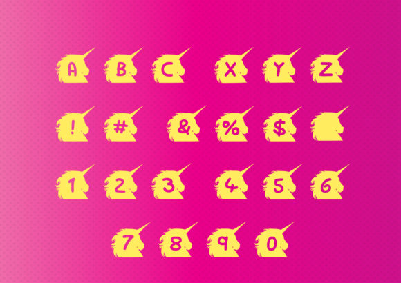 Play Unicorn Font PNG with transparent background - Preview 1