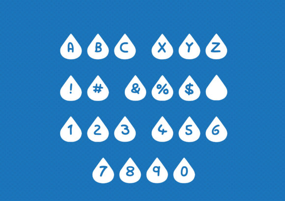Play Water Drop Font PNG with transparent background - Preview 1