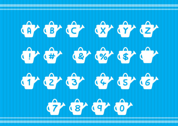 Play Watering Can Font PNG with transparent background - Preview 1
