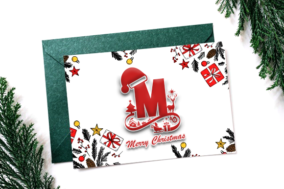 Santa Hat Monogram Font PNG with transparent background - Preview 1