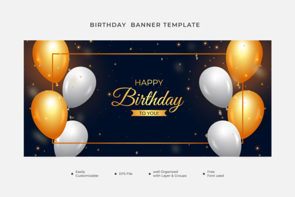Birthday Gift Card with Golden Balloons