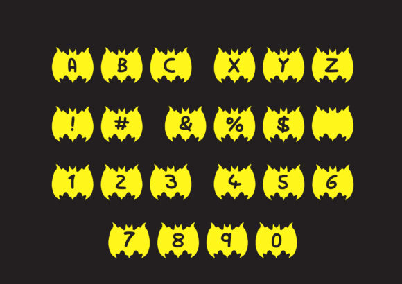 Play Bat Font PNG with transparent background - Preview 1