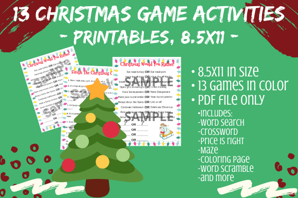 14 Kids Christmas Activity Page Games