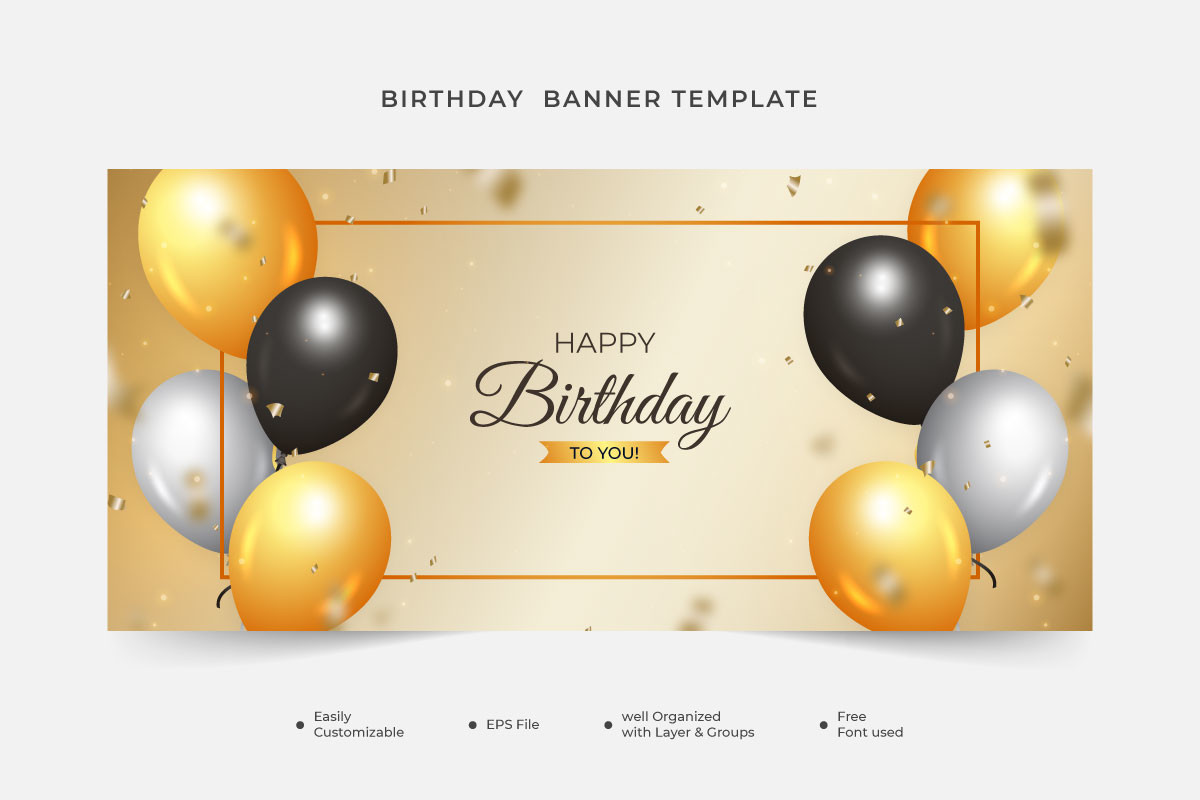 Birthday Banner with Golden Confetti