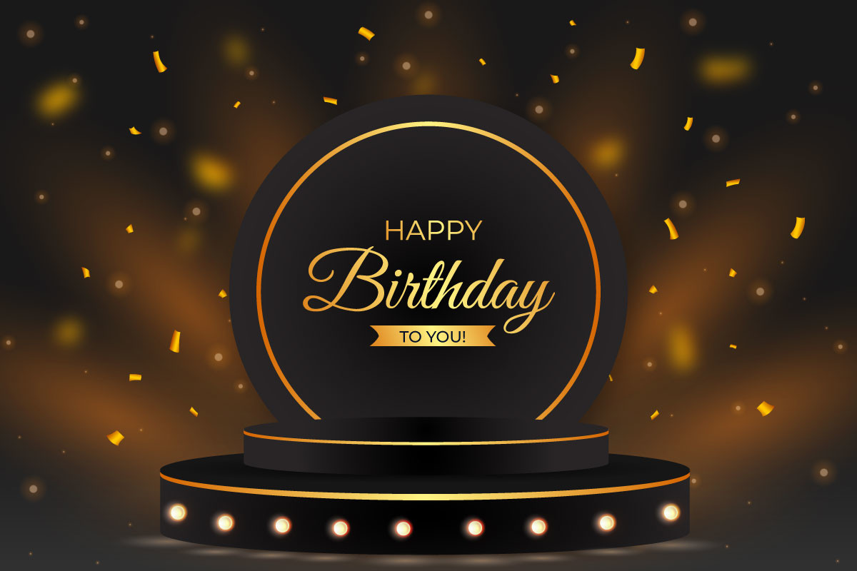 Birthday Banner with 3D Podium, Confetti