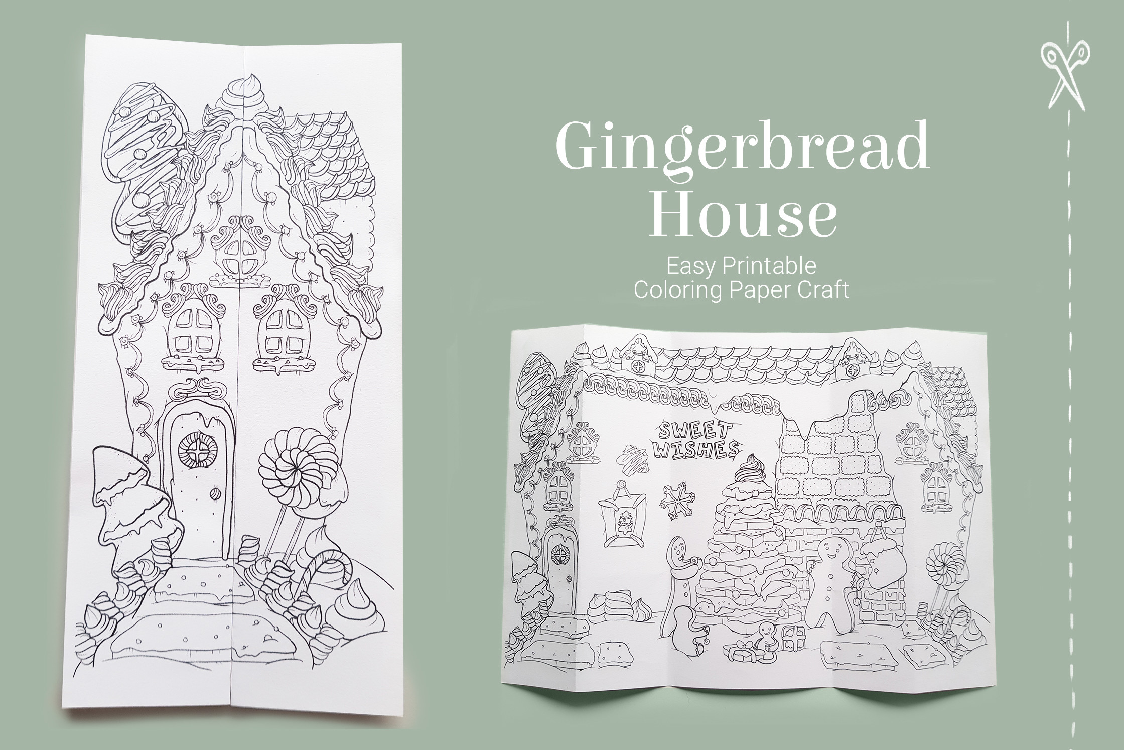 Christmas Folding Coloring Page with Gin