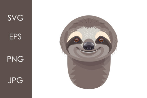 Funny Smiling Sloth Face Graphic Illustrations By Valentyna_S