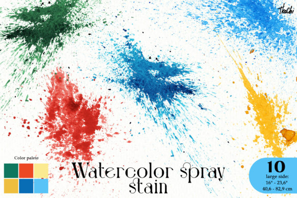 Watercolor Splatter Spray Stain Clipart. Graphic Illustrations By AnnaTkachi
