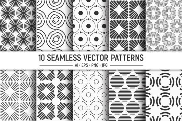10 Seamless Circles Vector Patterns Graphic by AVK graphics · Creative ...