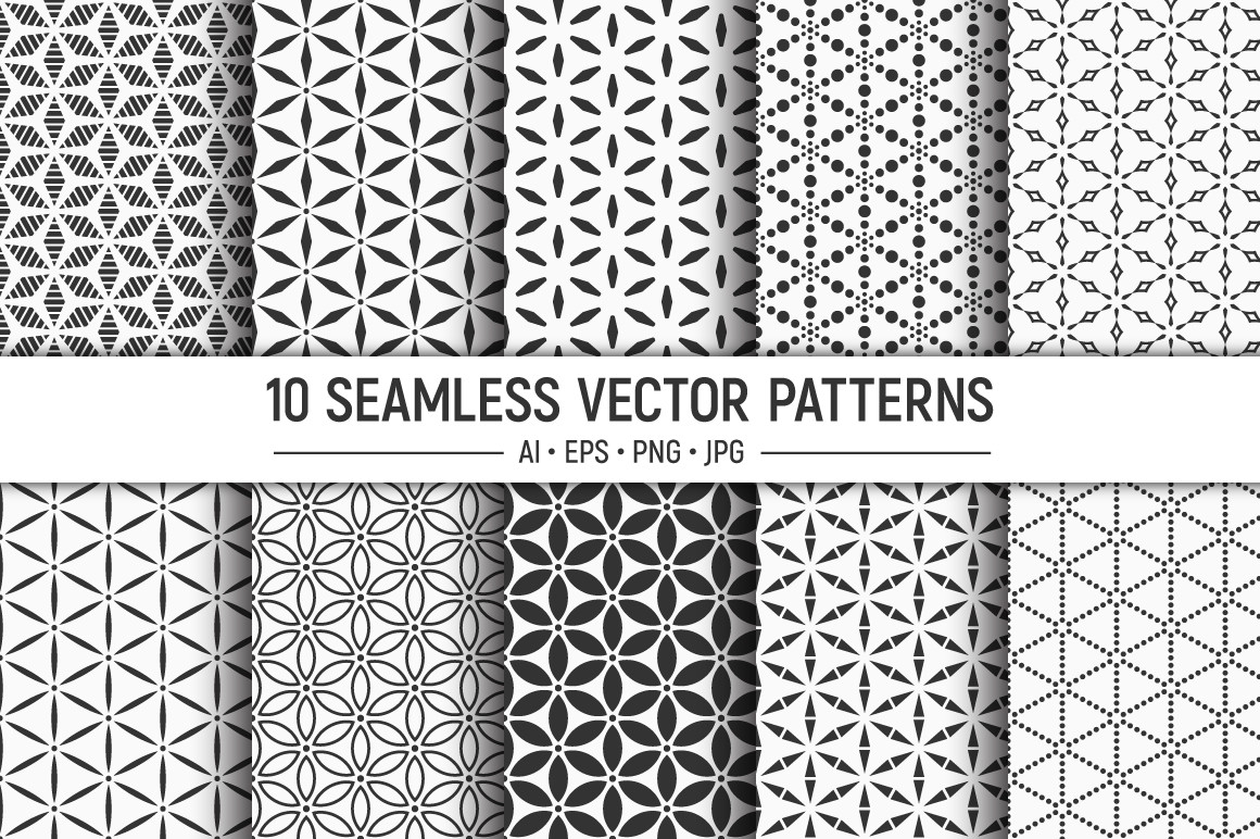10 Seamless Geometric Vector Patterns Graphic by AVK graphics ...