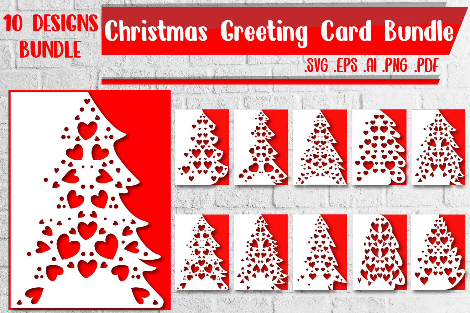 Christmas Greeting Card Bundle Svg Eps