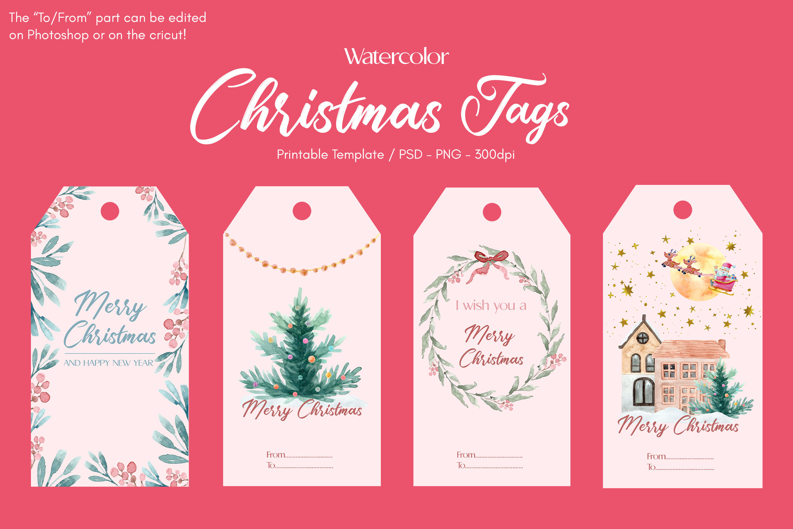 Watercolor Christmas Gift Tags Printable