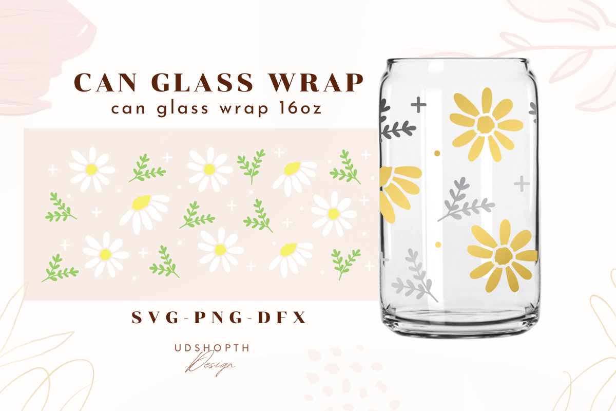 Daisy Flower Can Glass Wrap SVG Graphic by UDShopTHDesign · Creative ...