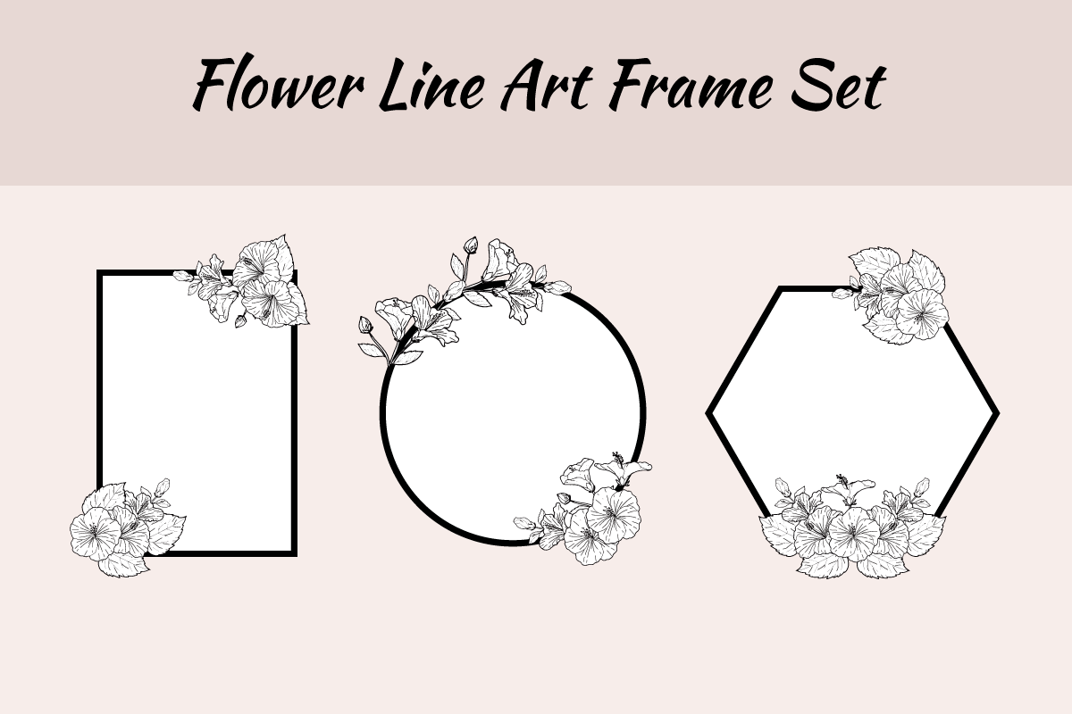 Hibiscus Flower Frame Lineart SVG Graphic by nurdesign99 · Creative Fabrica