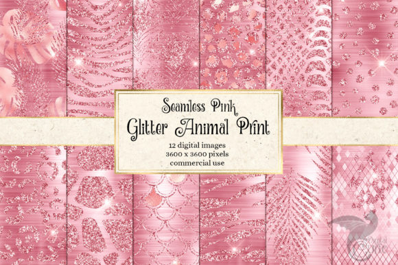 Pink Glitter Animal Print Digital Paper